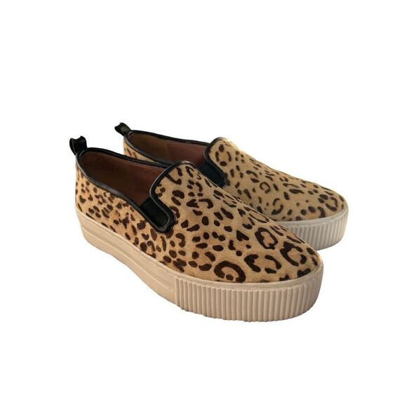 Halogen Animal Print Calf Hair Leopard Chunky Platform Slip On Leather Size 5 M - Picture 6 of 11